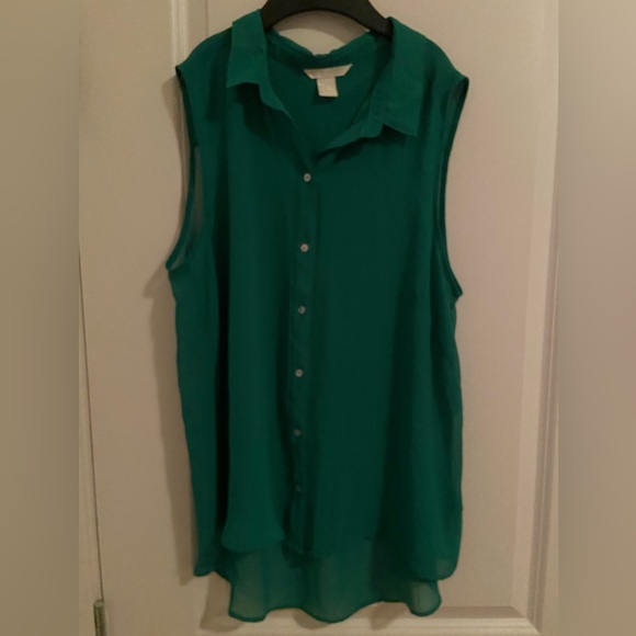 Green chiffon blouse from H&M size small fit to large - Picture 3 of 3